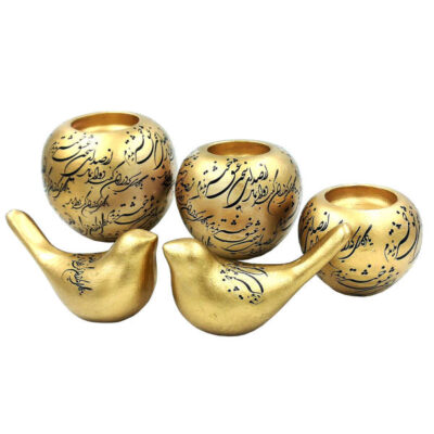 Persian Pottery Tealight Candle Holder, Eshgh Love Calligraphy Design, Minimalist Décor
