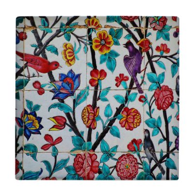 Persian Floral Ceramic Wall Art – Traditional Decorative Tile for Home Interiors