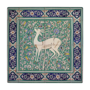 Decorative Persian Framed Ceramic Tile – Gazelle