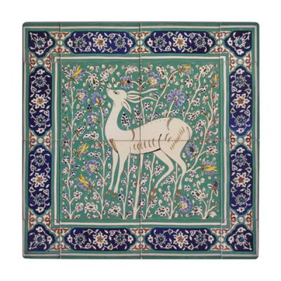 Persian Gazelle Ceramic Wall Tile – Decorative Animal Artwork for Traditional Home Decor
