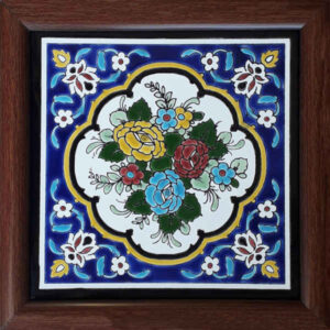 Decorative Persian Framed Ceramic Tile – Flower