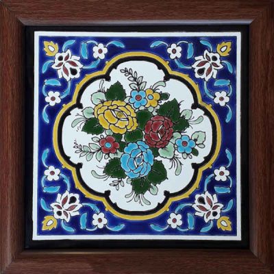 Persian Flower Ceramic Wall Art – Traditional Floral Decorative Tile