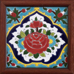 Decorative Persian Framed Ceramic Tile – Flower