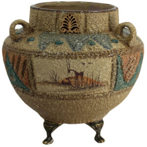 Handcrafted Decorative Persian Pottery Vase with the Negar Art Motif, Showcasing Traditional Craftsmanship