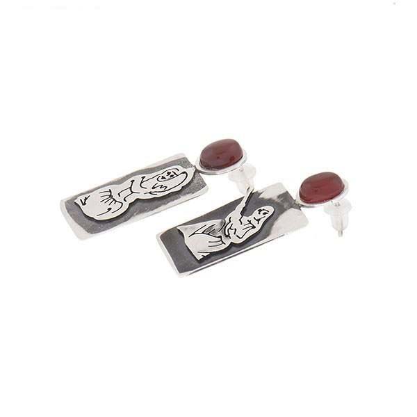 Persian Silver Earrings Tanboor Instrument