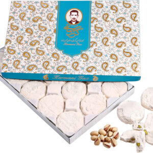 Kermani Gaz: 28% Pistachio – Traditional Iranian Nougat with Rosewater Essence – 450g