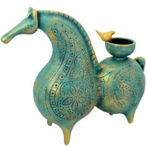 Persian Pottery Candlestick Handmade with Artisan Elegance Horse