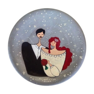 Decorative Pottery Plate Hand-Painted Wall Plate Couple