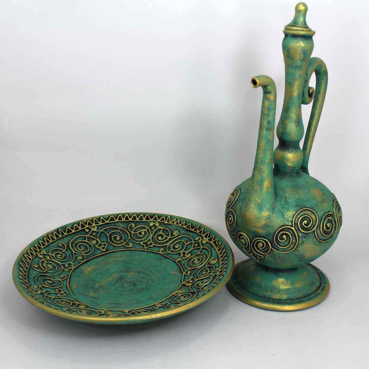 Decorative Pottery Accent – Rosewater Sprinkler & Plate