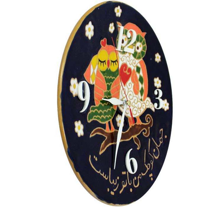 Handcrafted Persian Pottery Wall Clock – Hand-Painted Jahan Man