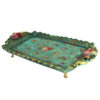 Bagh Firoze Modern Resin Serving Tray - Floral Green Decorative Tray