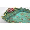 Bagh Firoze Modern Resin Serving Tray - Floral Green Decorative Tray
