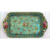 Bagh Firoze Modern Resin Serving Tray - Floral Green Decorative Tray