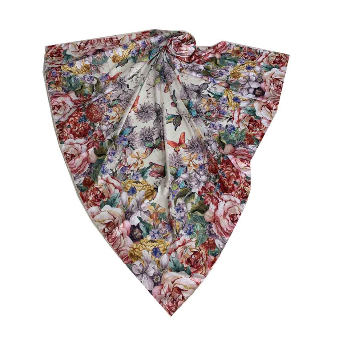 Summer Scarf for Women – Luxe Floral Print, Butterfly and Flower Design