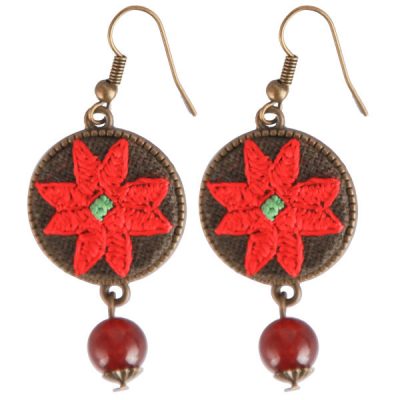 Persian Embroidered Earrings Balochi Traditional Suzani Golbahar