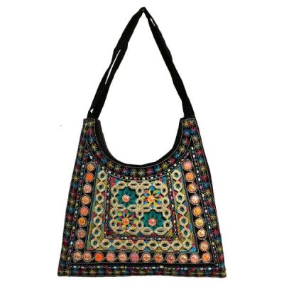 Ethnic Suede Boho Shoulder Bag Embroidered S9 Pattern