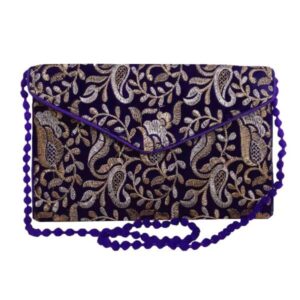 Embroidered Clutch Handbag with Geometric Pattern – A49