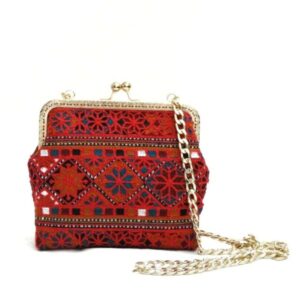 Embroidered Clutch Handbag with Traditional Geometric Pattern – Bisheh