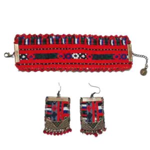 Persian Embroidered Bracelet & Earrings Set Tradition