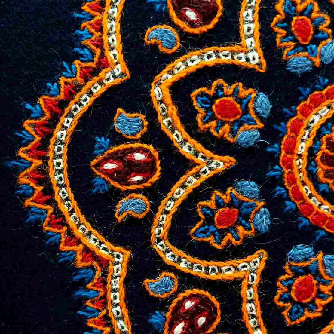 Persian Embroidered Tapestry Wall Hanging – Floral Toranj Textile Art
