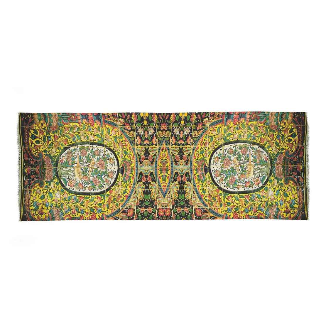 Persian Print Shawl for Women Artistic Floral Tile