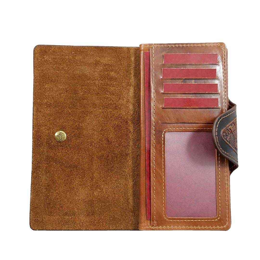 Persian Leather Long Wallet for Women with Aftab Design