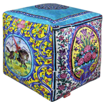 Bohemian Velvet Square Pouf Inspired by Persian Elegance Shikdo