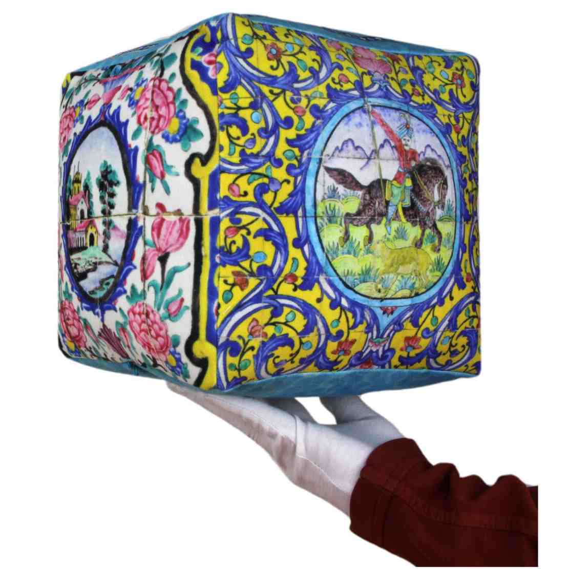 Bohemian Velvet Square Pouf Inspired by Persian Elegance Shikdo