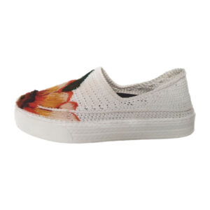 Handcrafted Persian Giveh Shoes – Sunflower Floral White Model