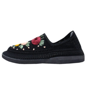 Handcrafted Persian Giveh Shoes – Flower Black Model