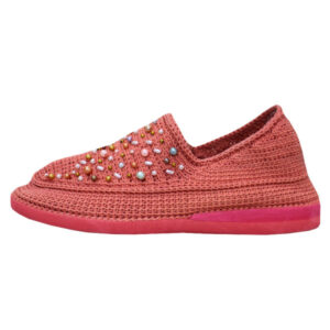 Handcrafted Persian Giveh Shoes – Artistic Red Pink Model