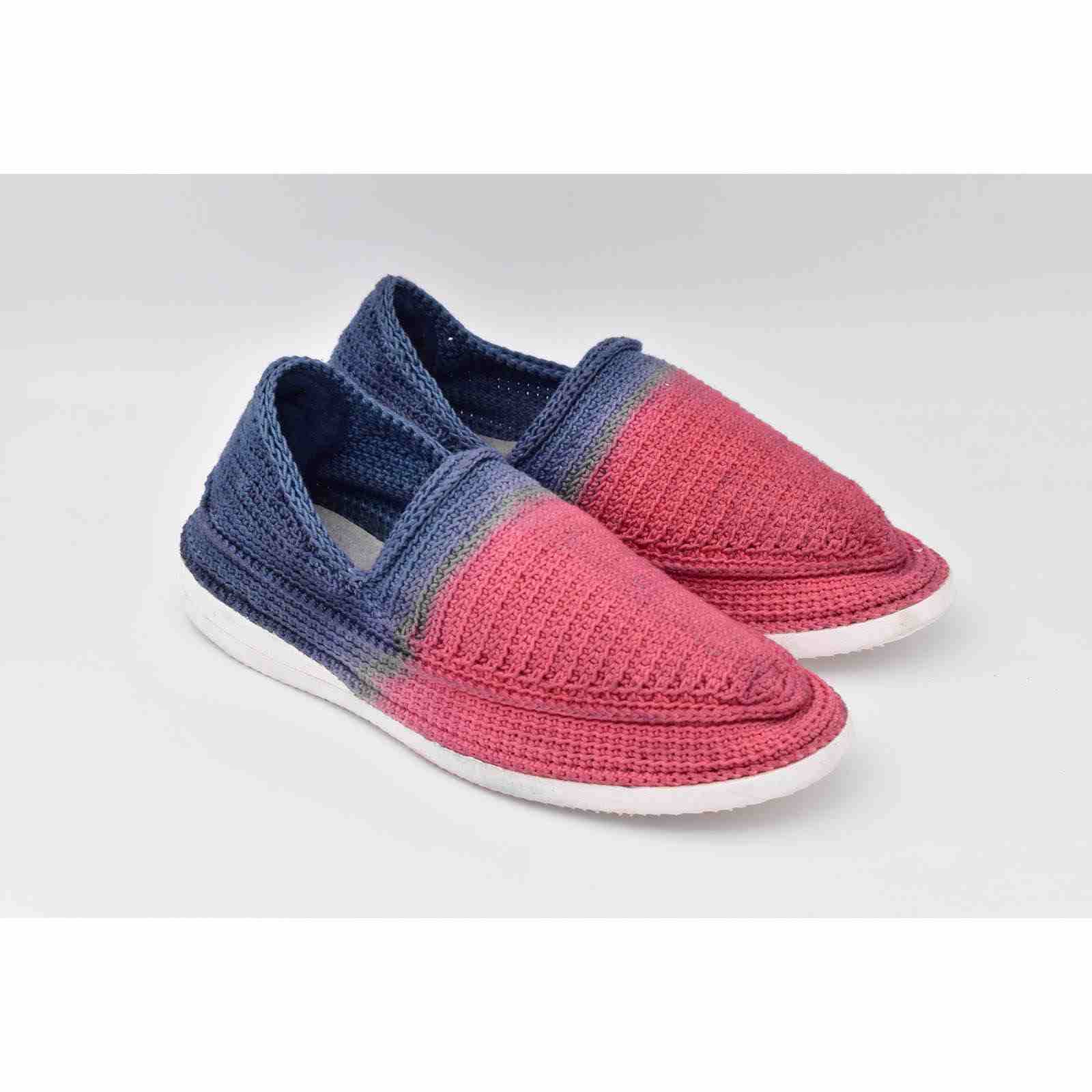 Handcrafted Persian Giveh Shoes – Red & Blue Pink Model