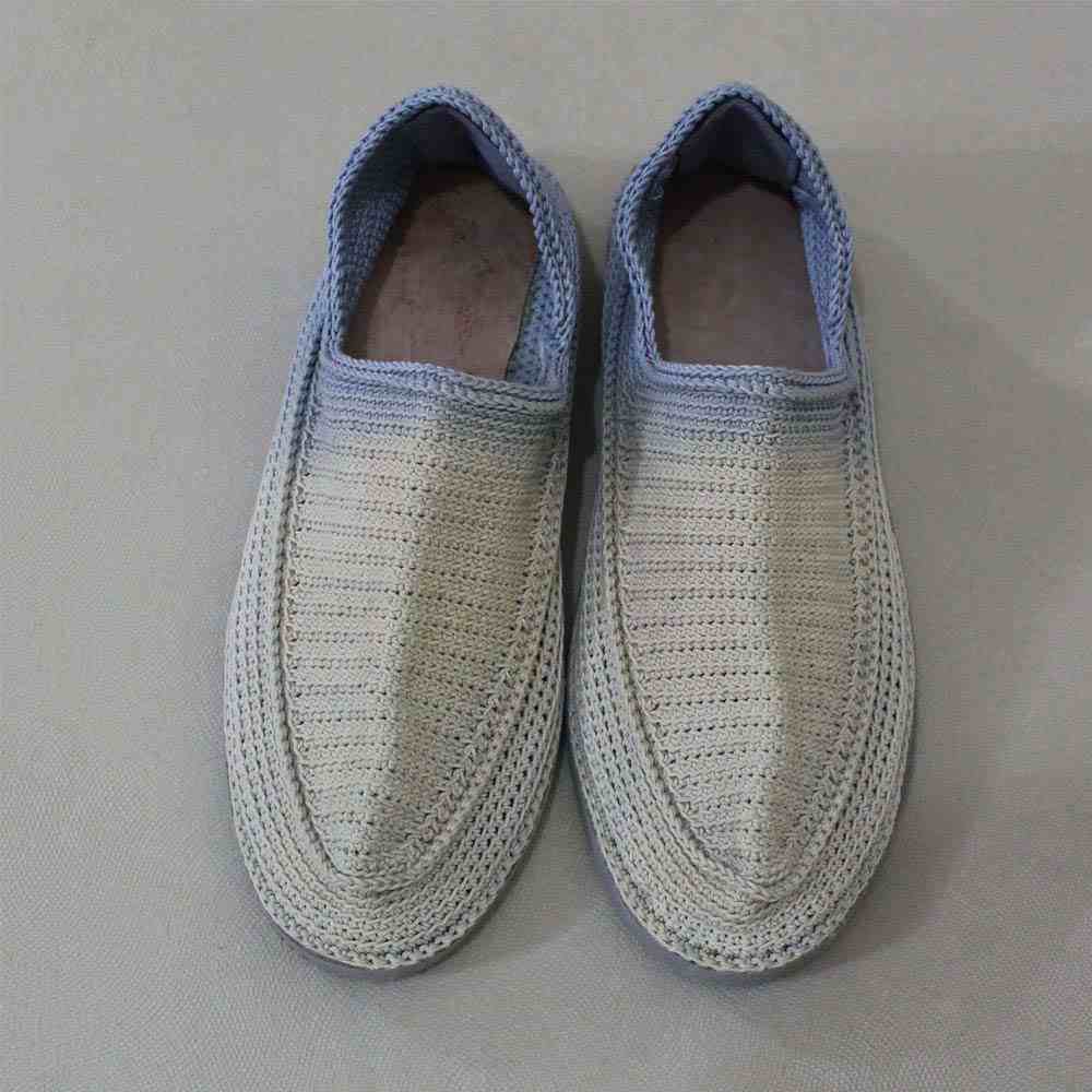Handcrafted Persian Giveh Shoes – White & Blue Purple Model