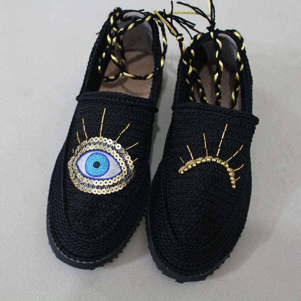 Handcrafted Persian Giveh Shoes – Artistic Eye Black Model