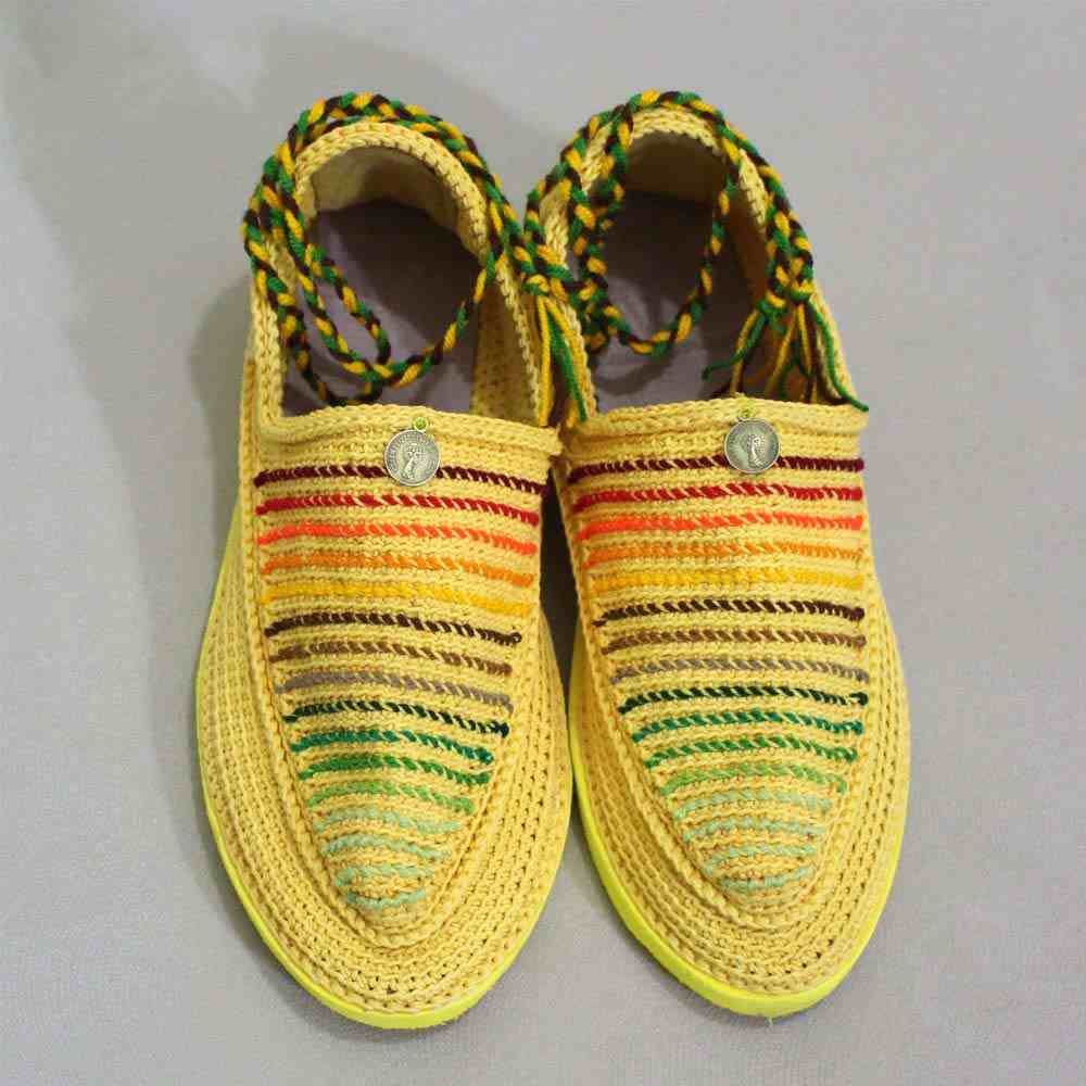 Handcrafted Persian Giveh Shoes – Paizz Striped Yellow Model