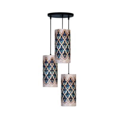 Fabric Cluster Pendant Light with Velvet Cylinder Lampshade MA70