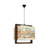 Velvet Square Pendant Light - White Persian Calligraphy Art