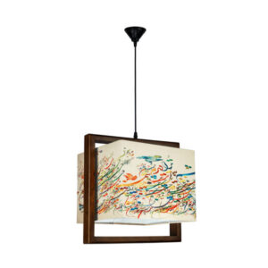 Velvet Square Pendant Light – White Persian Calligraphy Art
