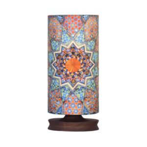 Minimalist Persian Wooden Table Lamp & Bedside Cylinder Handcrafted MT8