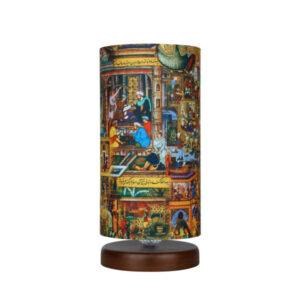 Minimalist Handcrafted Persian Wooden Table Lamp – Shahnameh Cylindrical Design