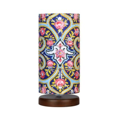 Minimalist Handcrafted Persian Wooden Table Lamp – Flower Cylindrical Design