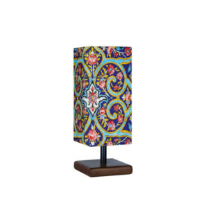 Minimalist Handcrafted Persian Wooden Table Lamp – Flower Rectangular Design