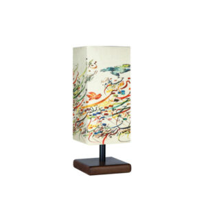 Minimalist Handcrafted Persian Wooden Table Lamp – Calligraphy Rectangular Design