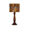 Traditional Urn-Shaped Wooden Table Lamp with Shahnameh Pattern Shade