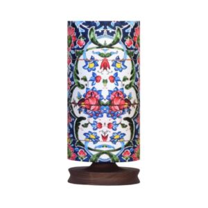 Minimalist Handcrafted Persian Wooden Table Lamp – Flower Cylindrical Design