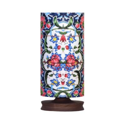 Minimalist Handcrafted Persian Wooden Table Lamp – Flower Cylindrical Design