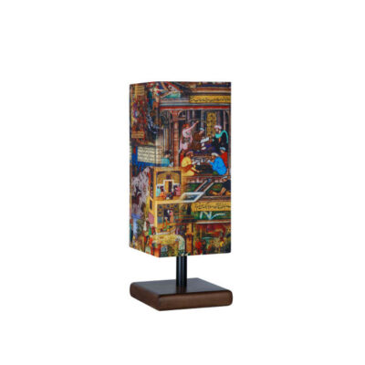 Minimalist Handcrafted Persian Wooden Table Lamp – Shahnameh Rectangular Design