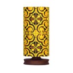Minimalist Handcrafted Persian Wooden Table Lamp – Tile Pattern Cylindrical Design