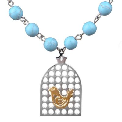 Persian Stainless Steel Pendant Necklace – Morgh Amin Bird Minimalist Design
