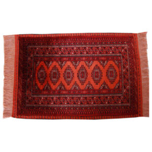 Hand-Knotted Persian Khorasan Silk Rug (Traditional Tribal Bukhara Design) – Red